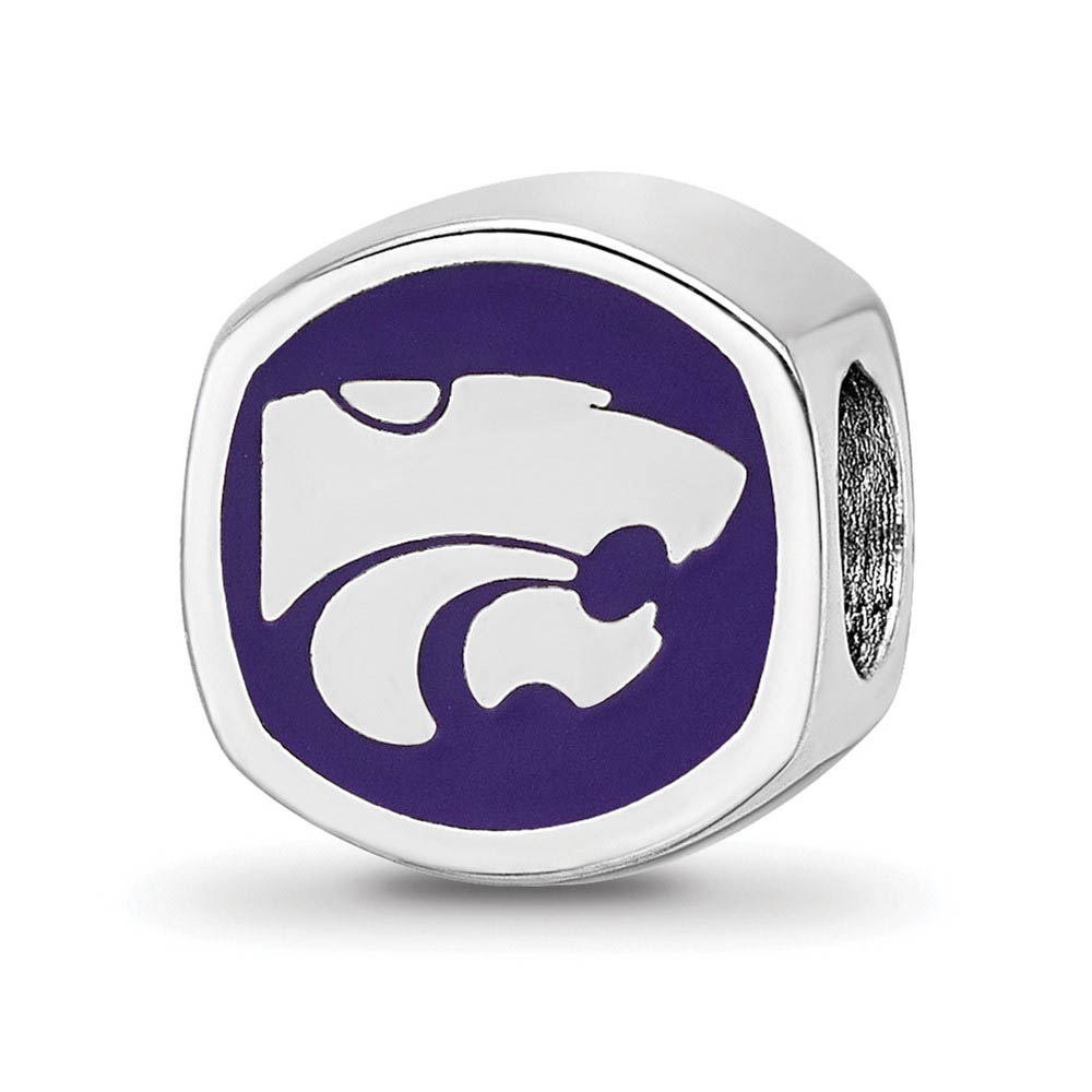 Sterling Silver Kansas State University Cushion Shaped Bead Charm