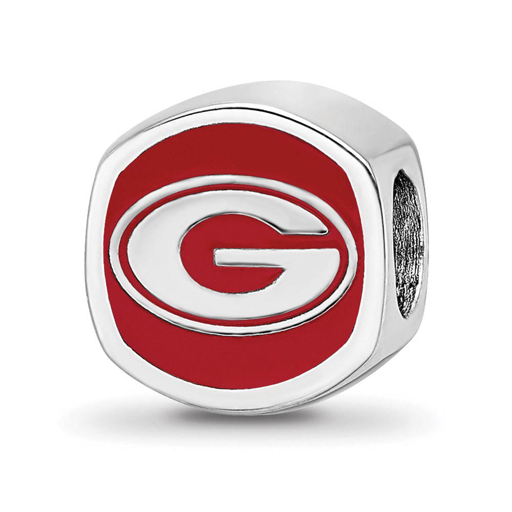 Sterling Silver University of Georgia Cushion Shaped Bead Charm