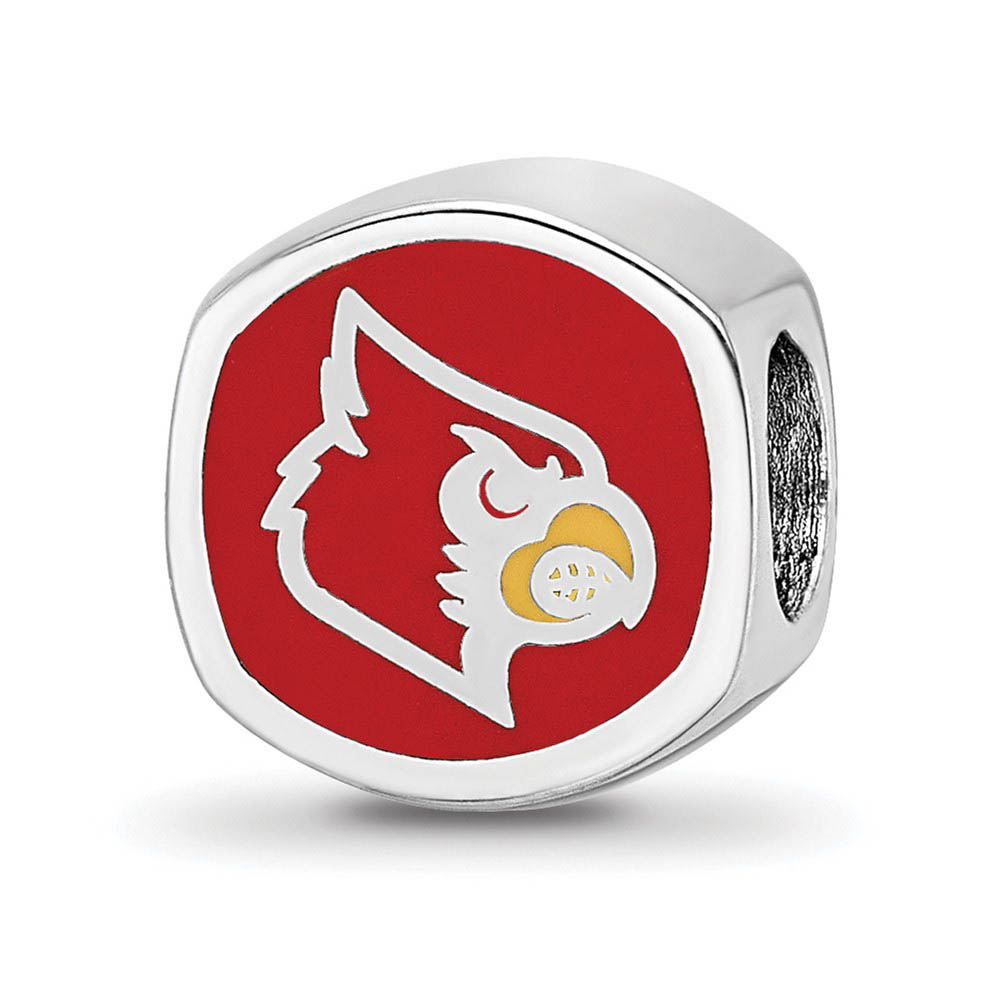 Sterling Silver U of Louisville Cushion Shaped Logo Bead Charm