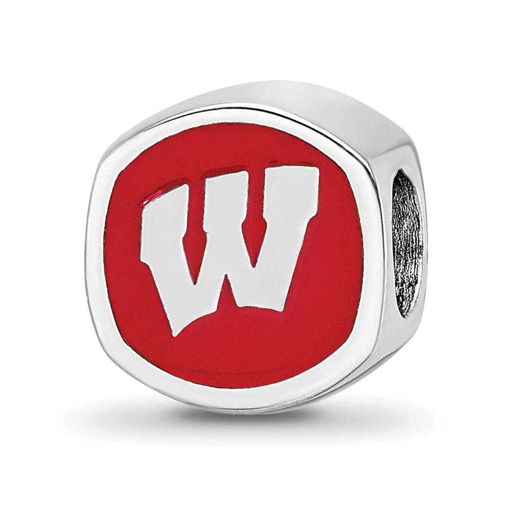 Sterling Silver University of Wisconsin Cushion Shaped Bead Charm