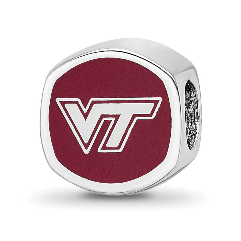 Sterling Silver Virginia Tech VT Cushion Shaped Logo Bead Charm