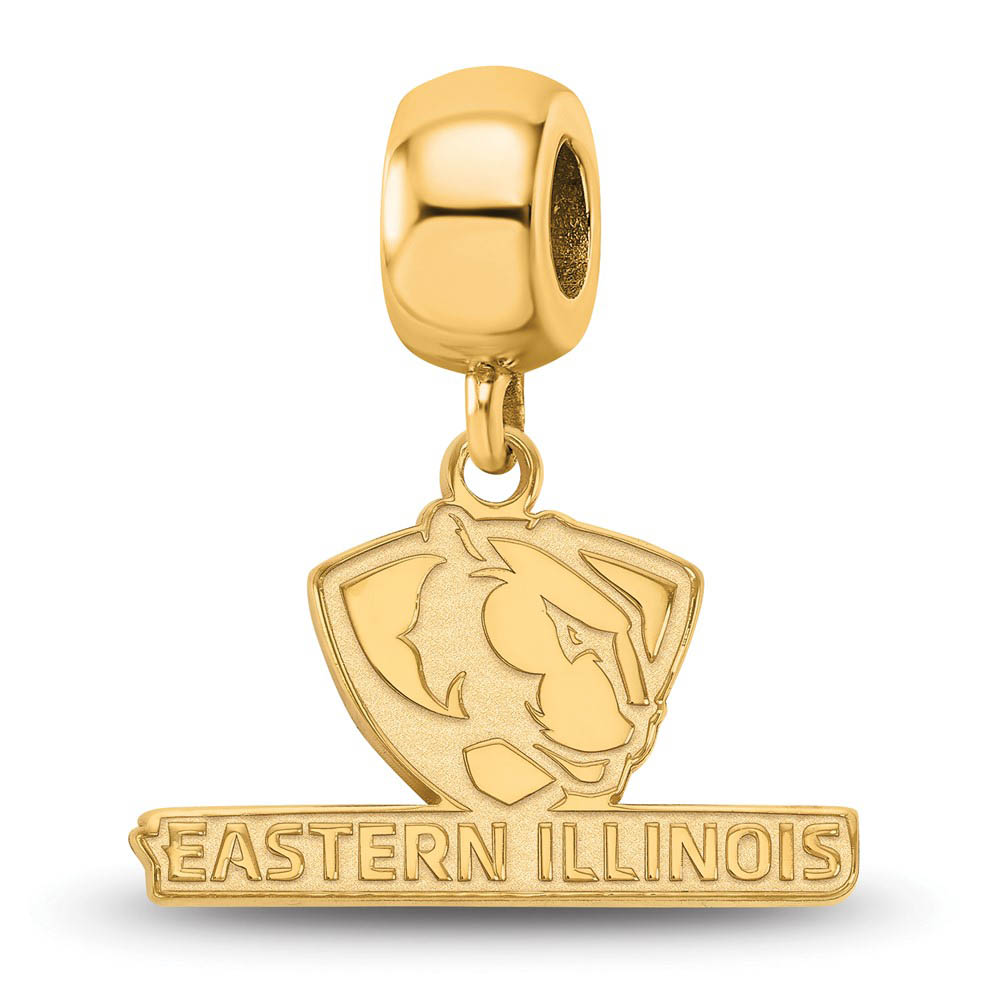 14k Gold Plated Silver Eastern Illinois U Dangle Bead Charm