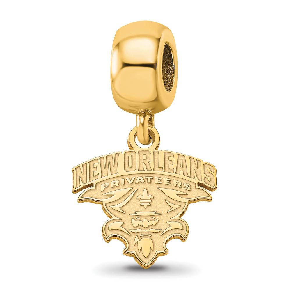 14k Gold Plated Silver University of New Orleans Sm Dangle Bead Charm