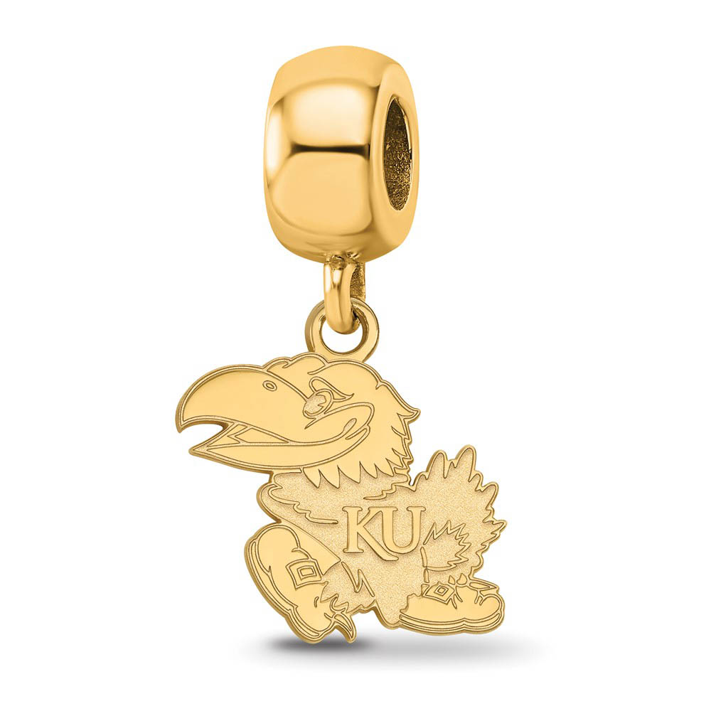 14k Gold Plated Silver University of Kansas Dangle Bead Charm
