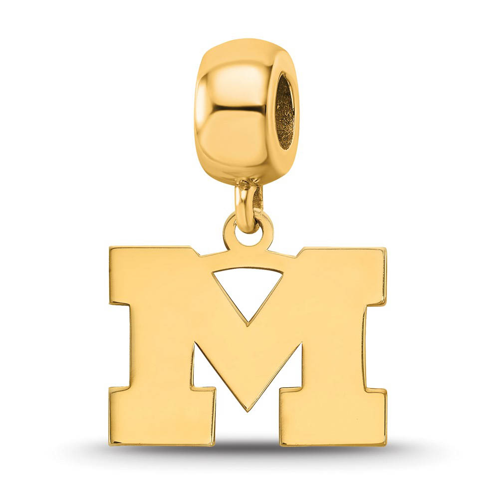 14k Gold Plated Silver Univ. of Michigan Dangle Bead Charm