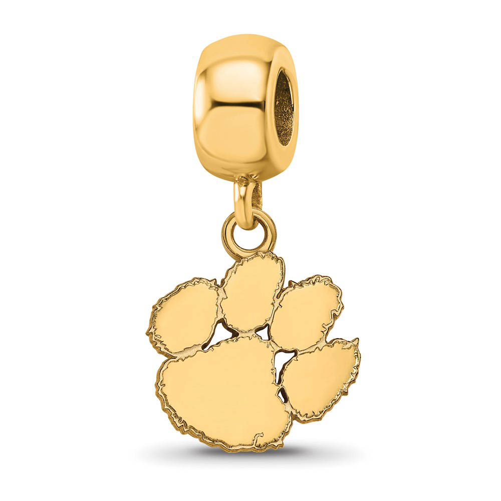 14k Gold Plated Silver Clemson University Dangle Bead Charm