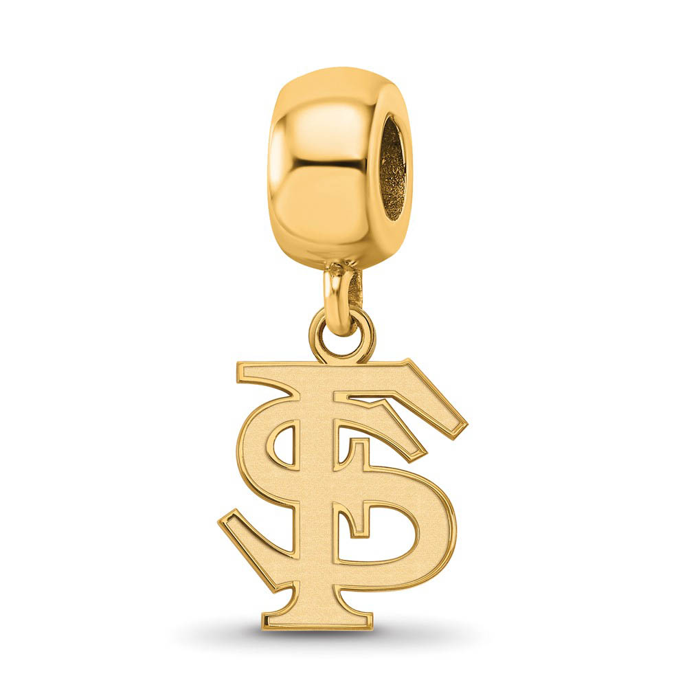 14k Gold Plated Silver Florida State University 'FS' Dangle Bead Charm