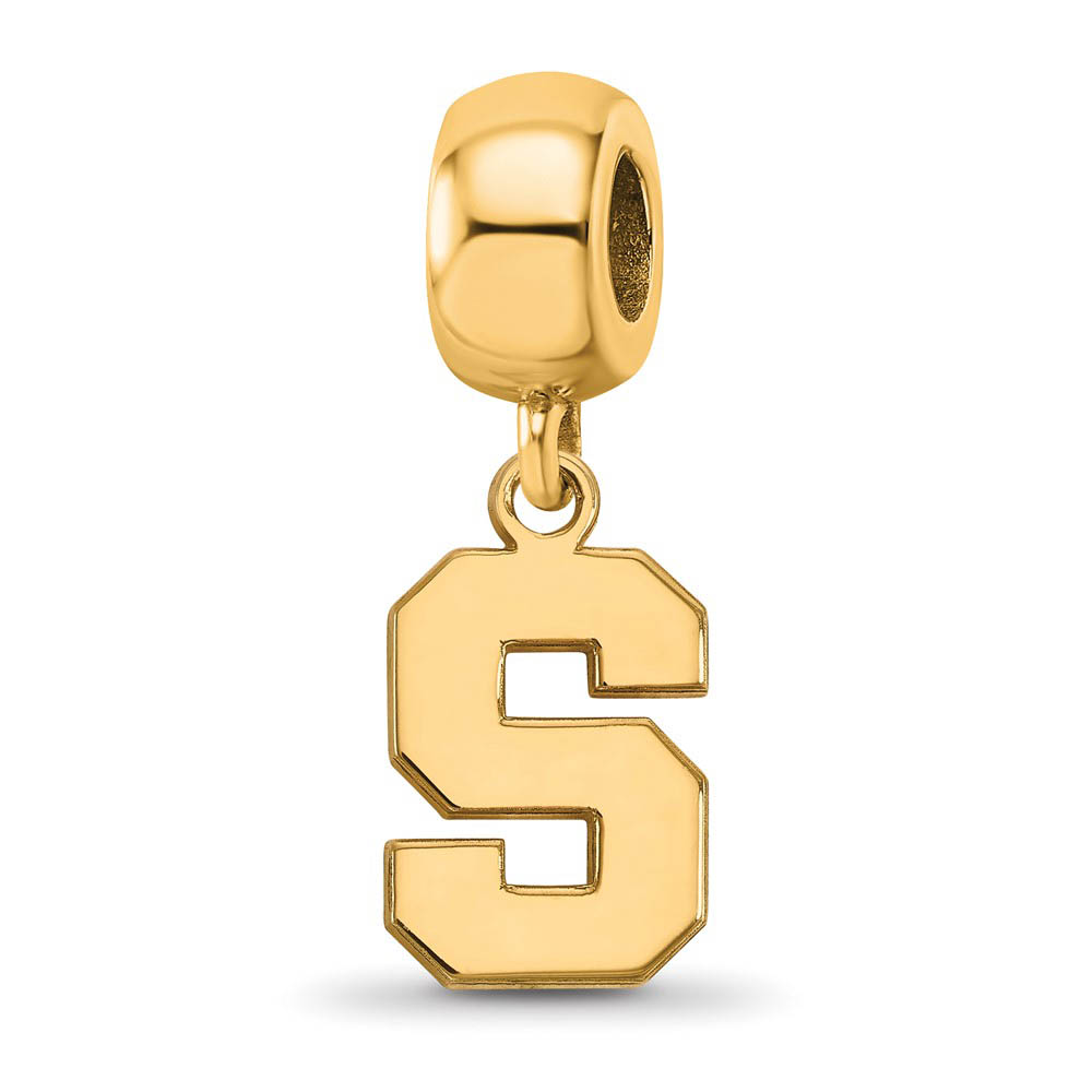 14k Gold Plated Silver Michigan State University 'S' Dangle Bead Charm
