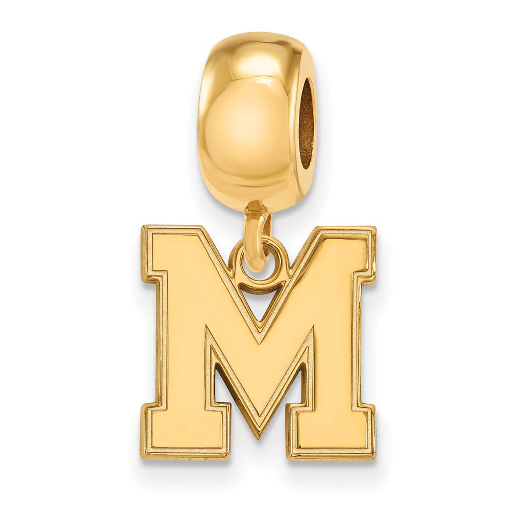 14k Gold Plated Silver University of Memphis Bead Charm