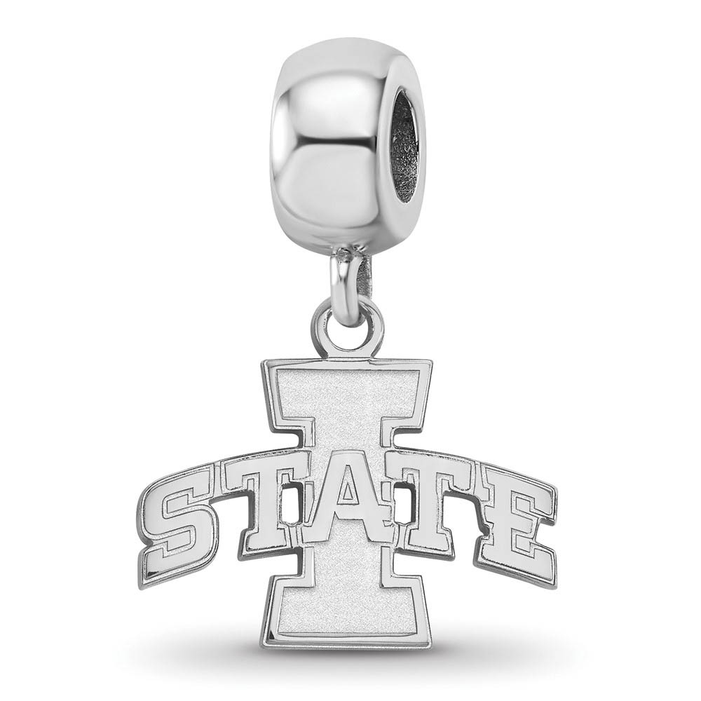 Sterling Silver Iowa State University 'I State Inch Dangle Bead Charm
