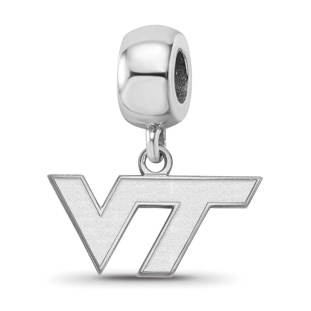 Sterling Silver Virginia Tech 'VT' Dangle Bead Charm