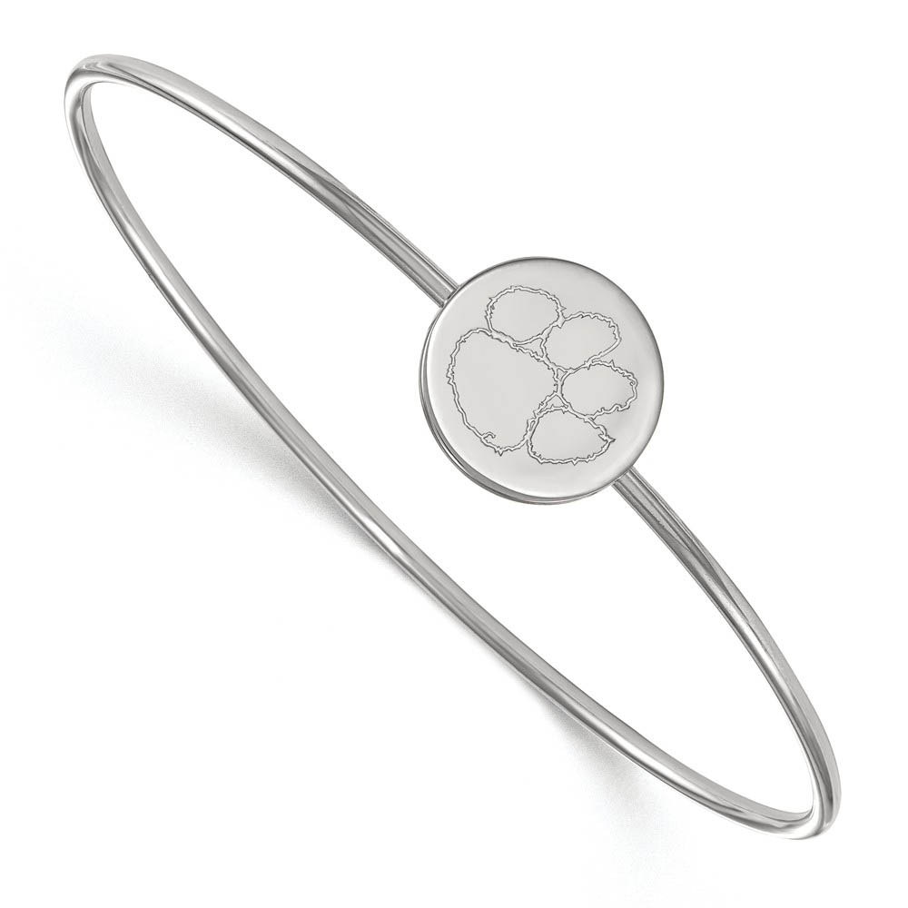 Sterling Silver Clemson University Tiger Paw Bangle