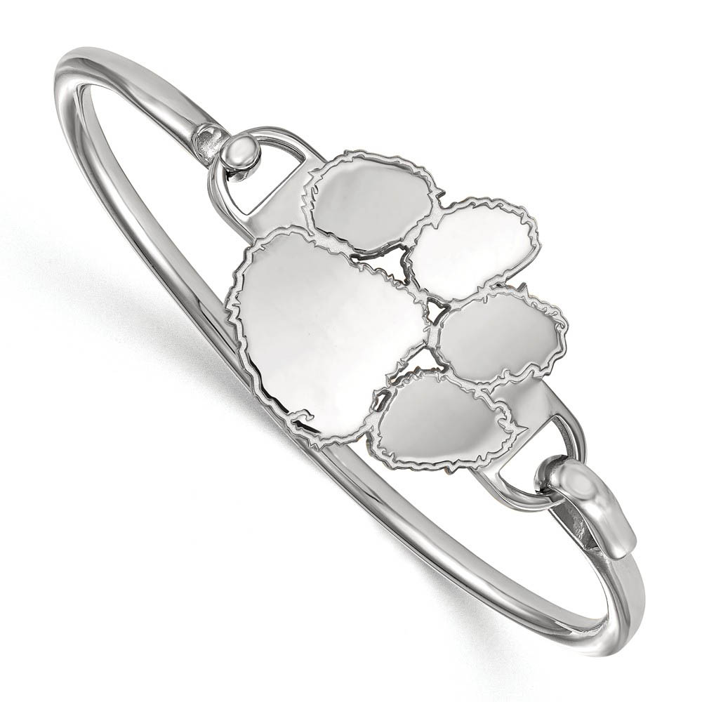 Sterling Silver Clemson University Lg Tiger Paw Bangle