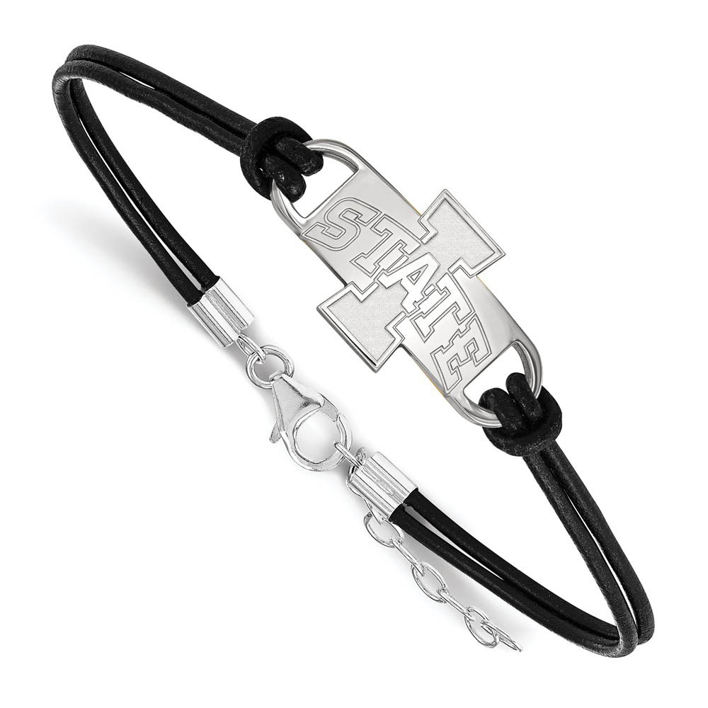 Sterling Silver Iowa State University Sm Leather Bracelet