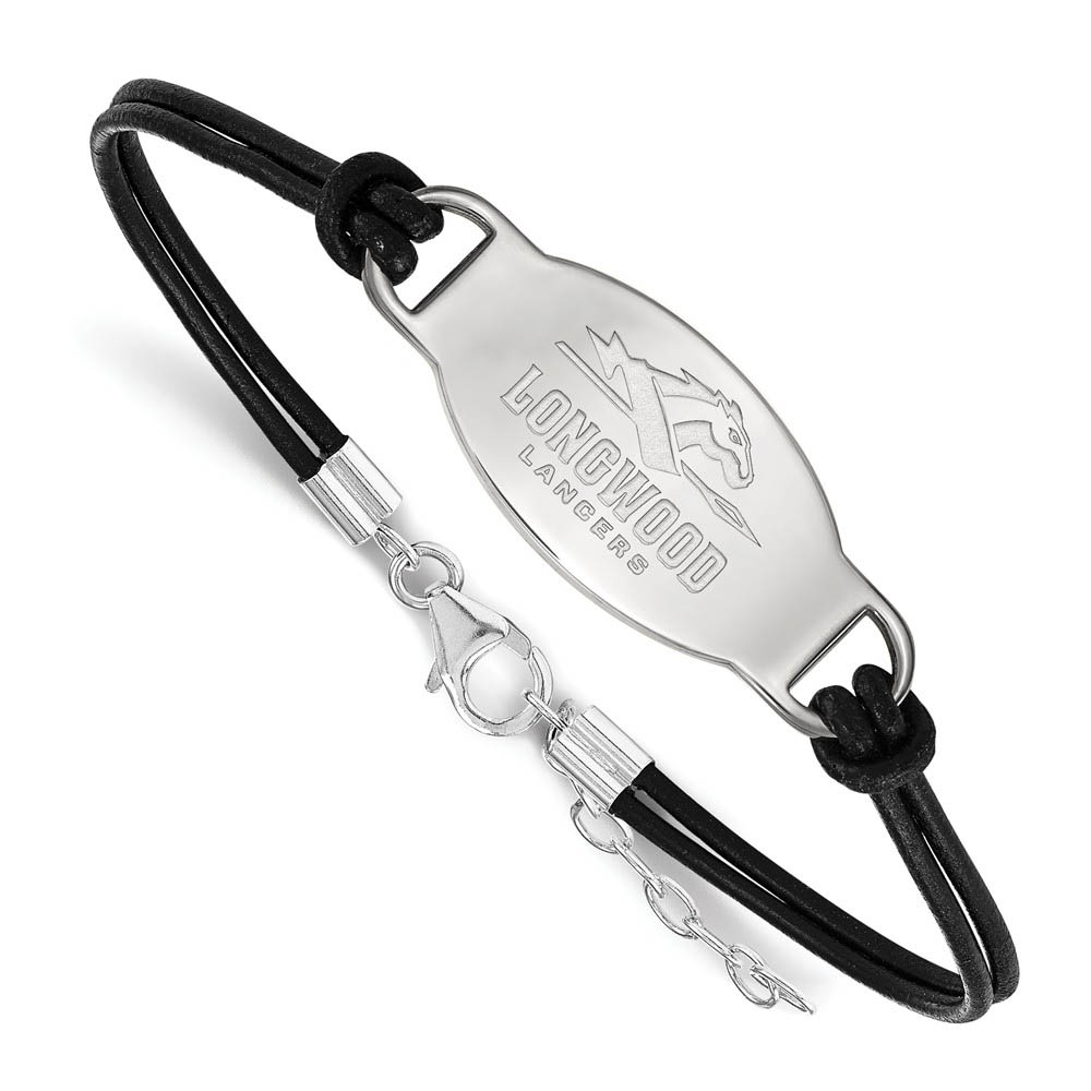 Sterling Silver Longwood University Leather Bracelet