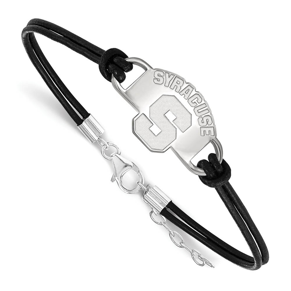 Sterling Silver Syracuse University Sm Leather Bracelet