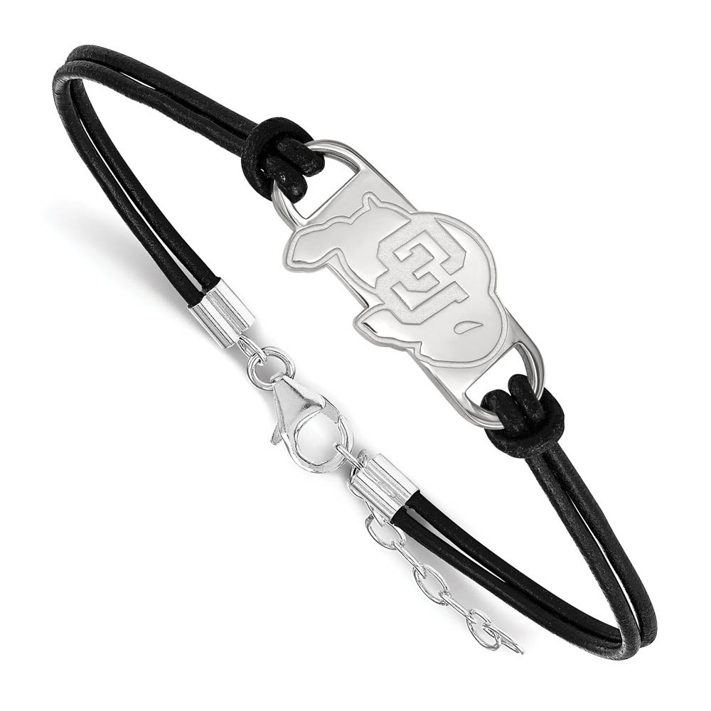 Sterling Silver U. of Colorado Sm Leather Bracelet