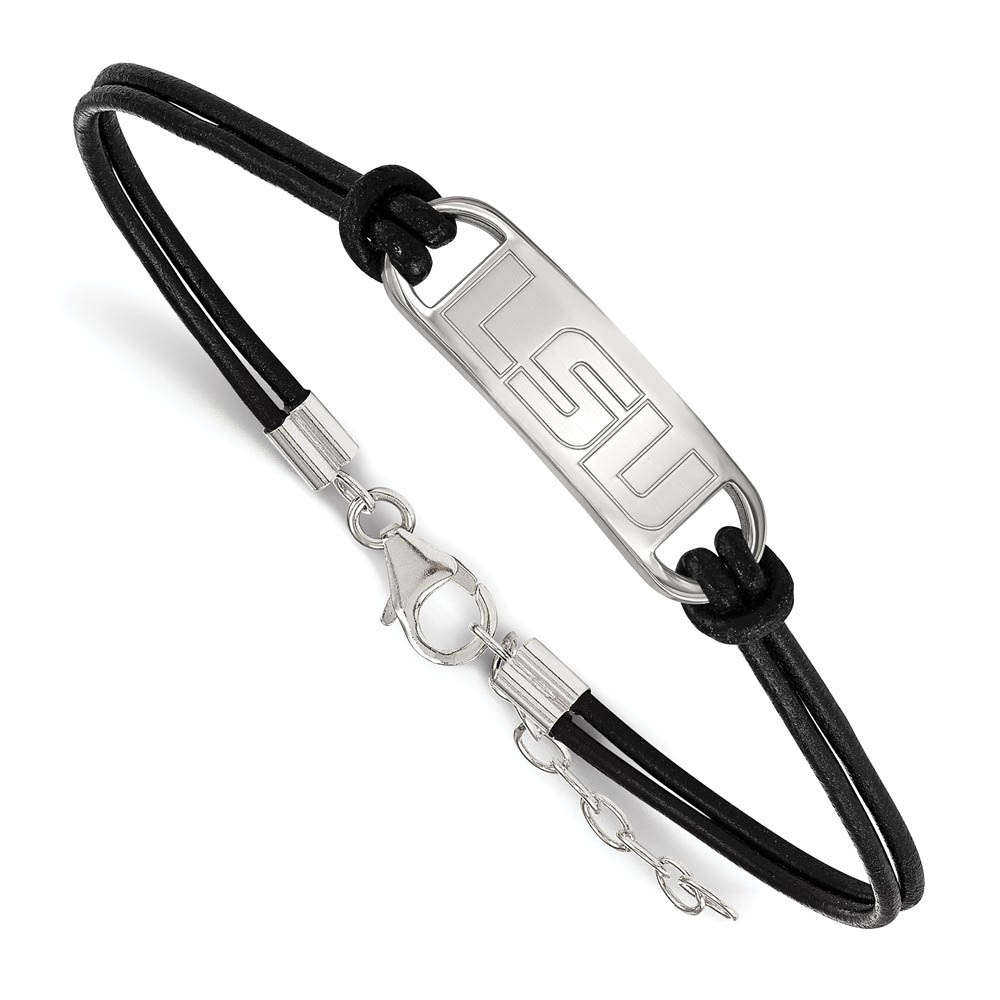 Sterling Silver Louisiana State U. Sm Leather Bracelet
