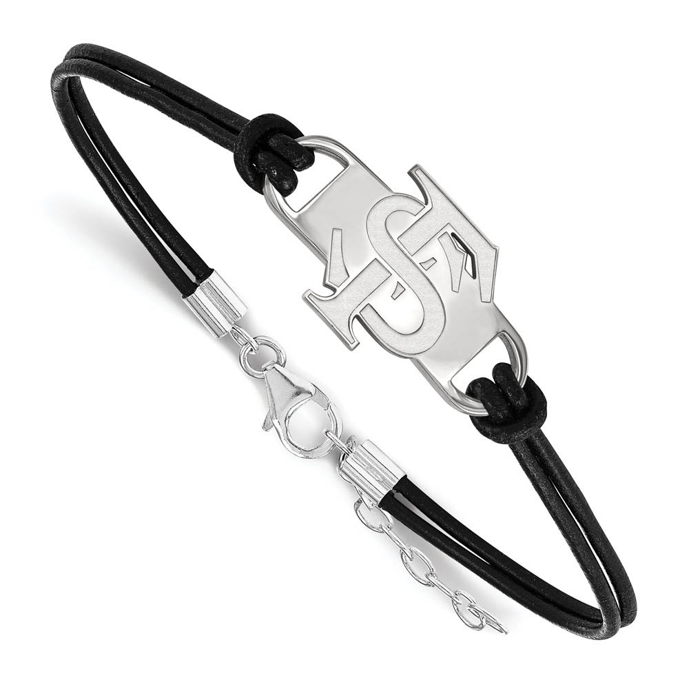 Sterling Silver Florida State Univ. Sm Leather Bracelet