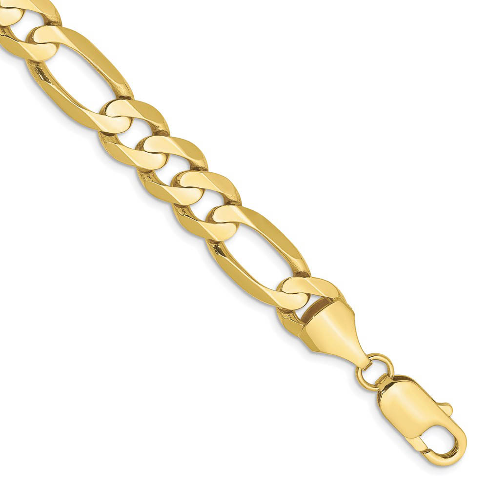 Men's 10k Yellow Gold 8.75mm Solid Figaro Chain Bracelet- inch