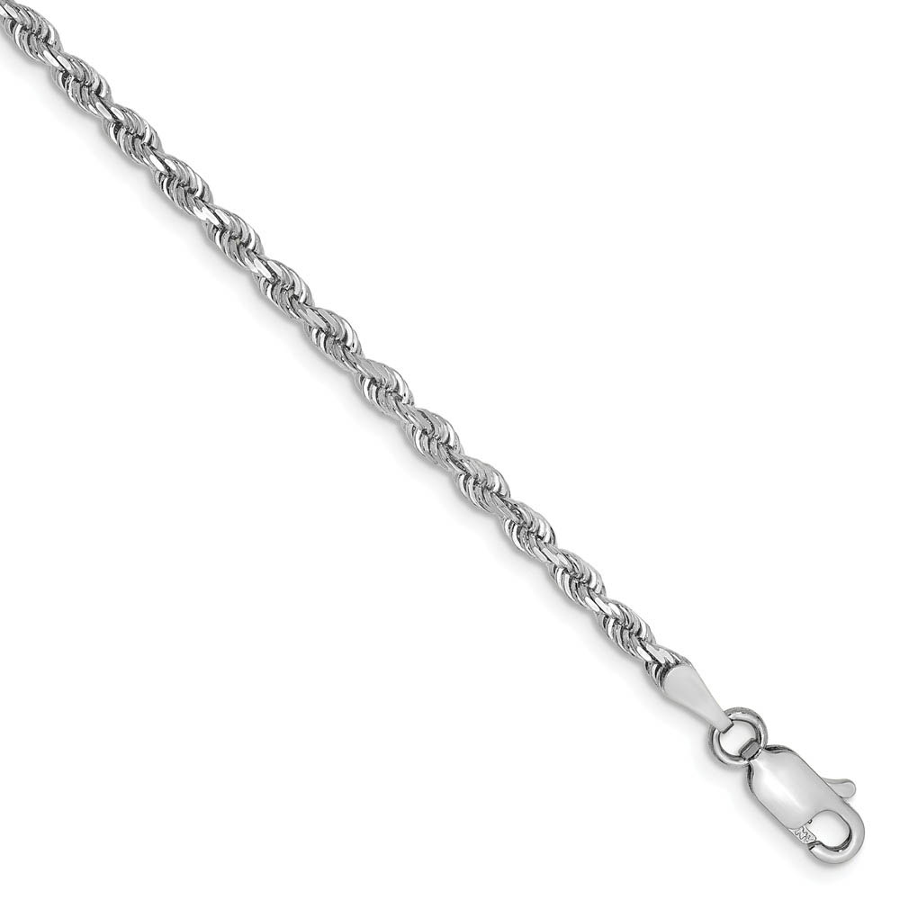 2.75mm 14k White Gold Quadruple Rope Chain Anklet or Bracelet
