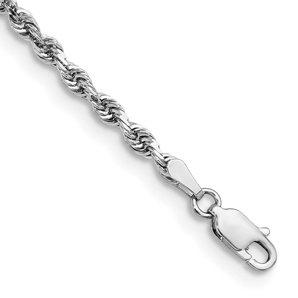3mm 14k White Gold D/C Quadruple Rope Chain Anklet or Bracelet