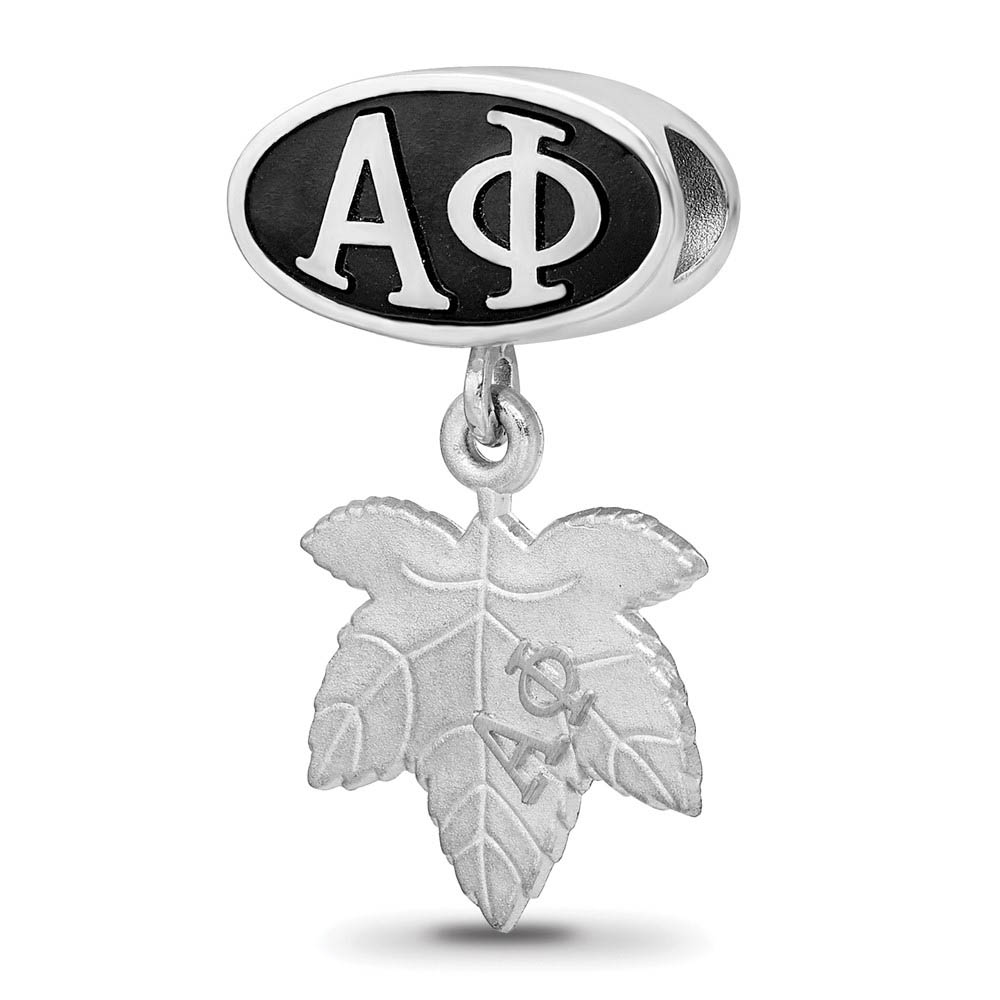 Sterling Silver Alpha Phi With Ivy Leaf Dangle Bead Charm