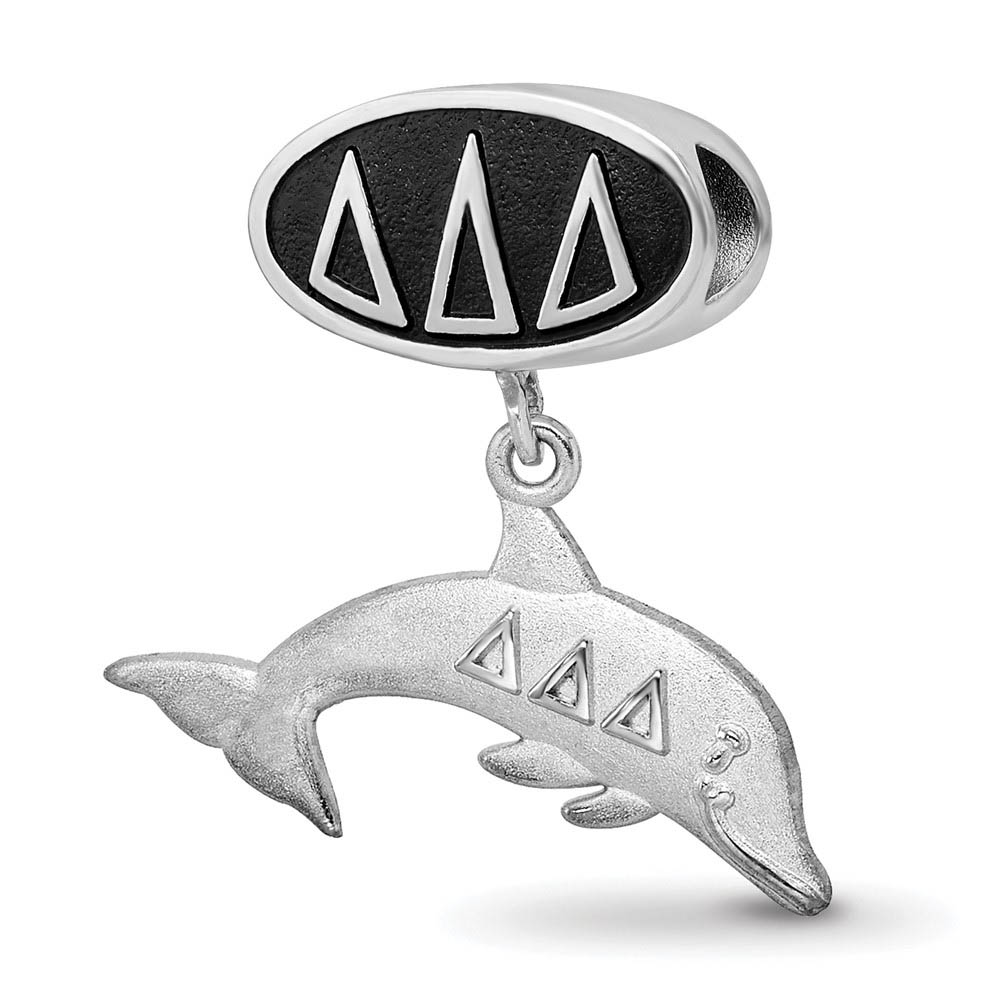 Sterling Silver Delta Delta Delta Dolphin Dangle Bead Charm