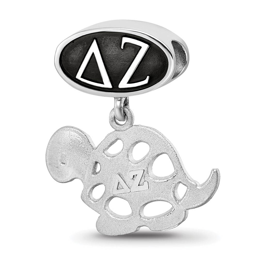 Sterling Silver Delta Zeta With Turtle Dangle Bead Charm