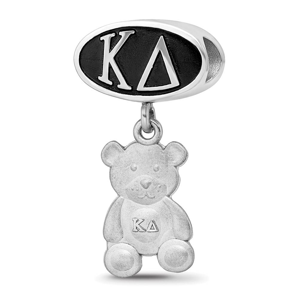 Sterling Silver Kappa Delta With Teddy Bear Dangle Bead Charm