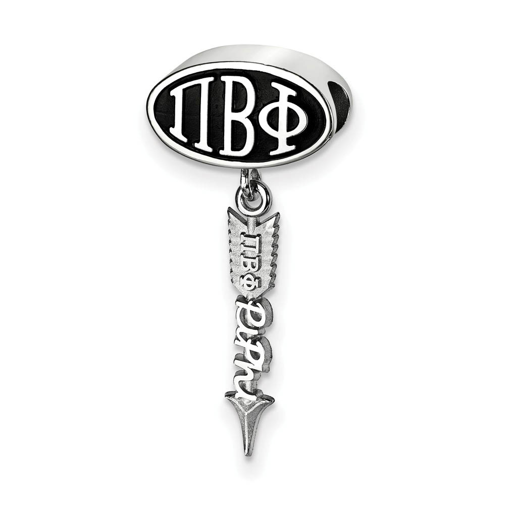 Sterling Silver Pi Beta Phi With Arrow Dangle Bead Charm