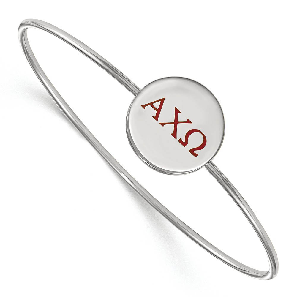 Sterling Silver Alpha Chi Omega Enamel Greek Bangle - in
