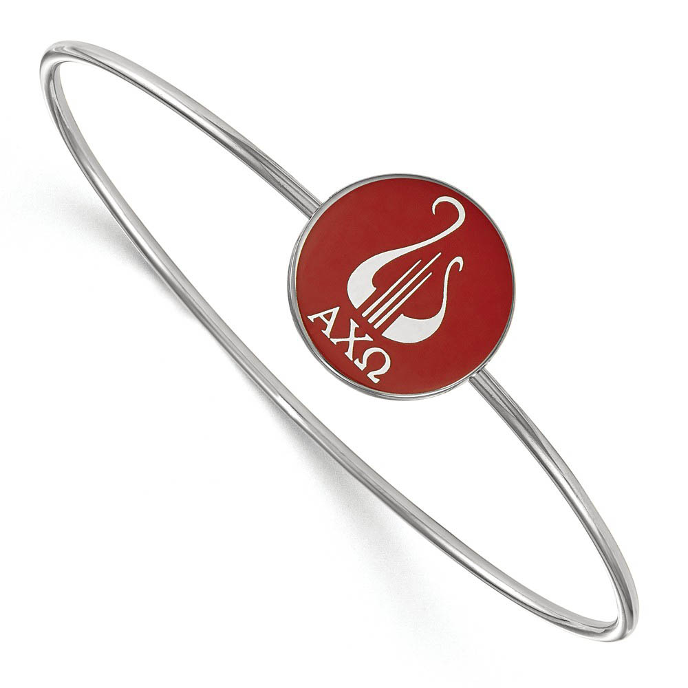 Sterling Silver Alpha Chi Omega Enamel Bangle - in