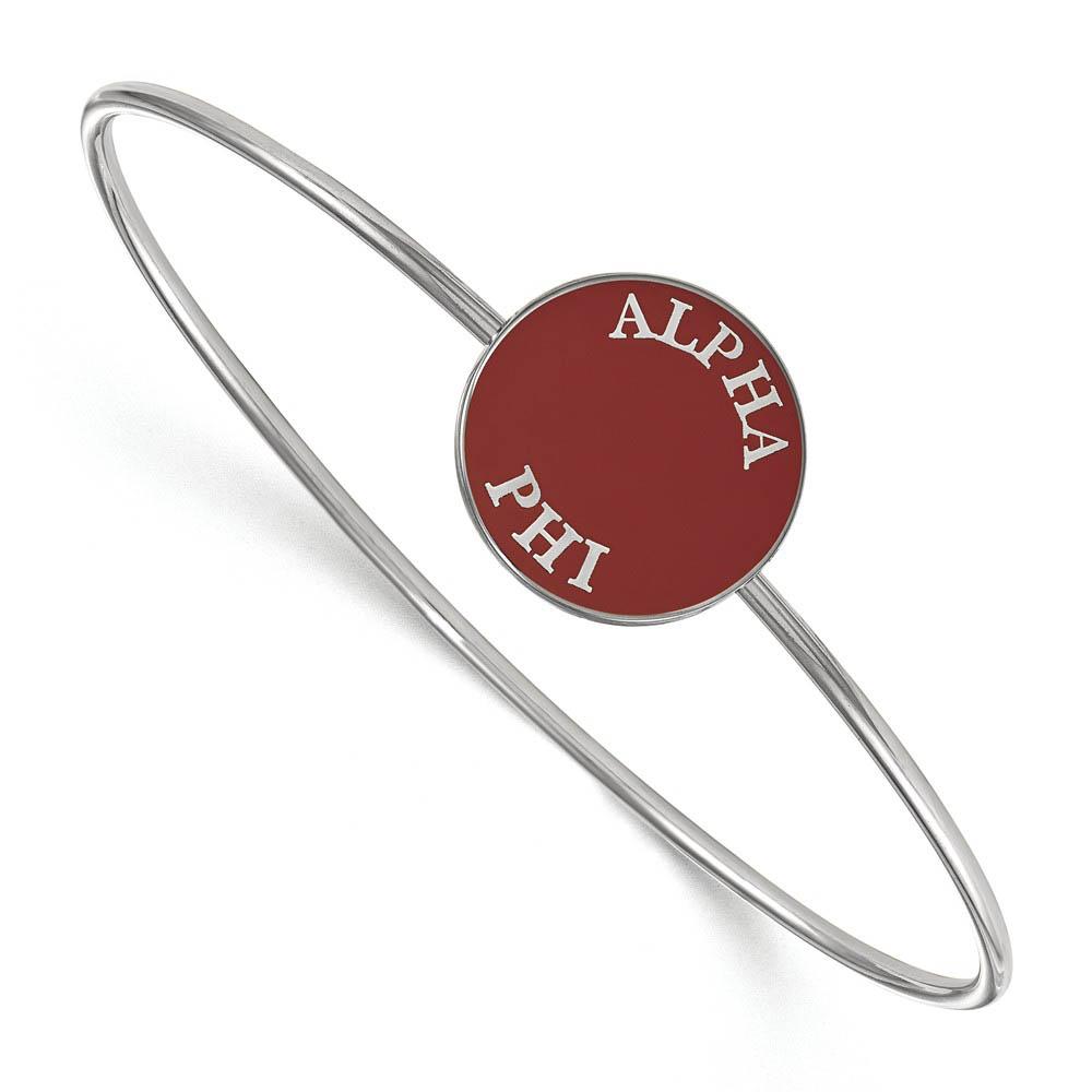 Sterling Silver Alpha Phi Enamel Bangle - in