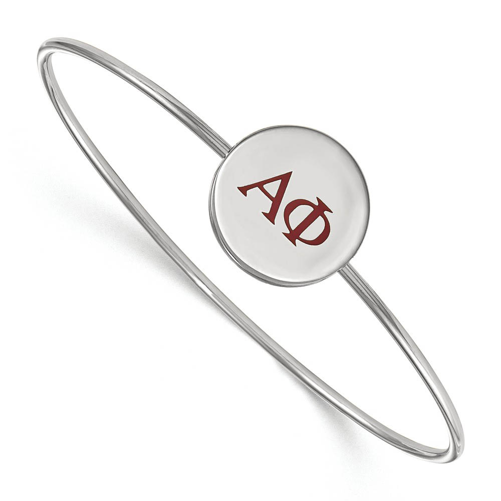 Sterling Silver Alpha Phi Enamel Greek Letters Bangle - in
