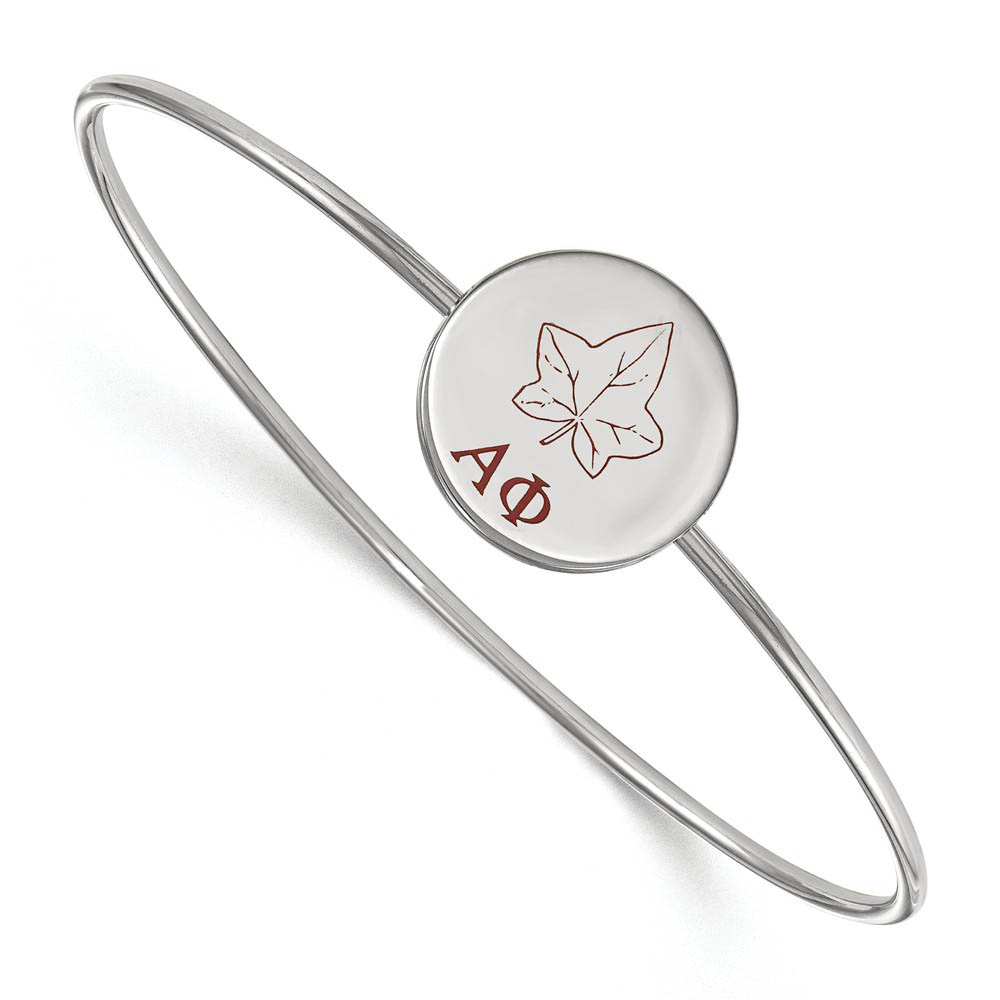 Sterling Silver Alpha Phi Enamel Leaf Bangle - in