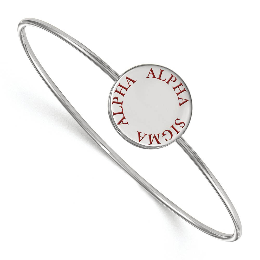 Sterling Silver Alpha Sigma Alpha Red Enamel Bangle - in