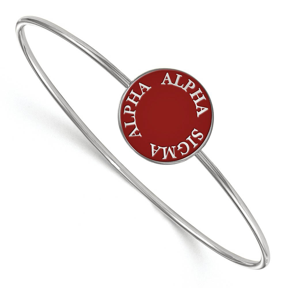 Sterling Silver Alpha Sigma Alpha Enamel Bangle - in