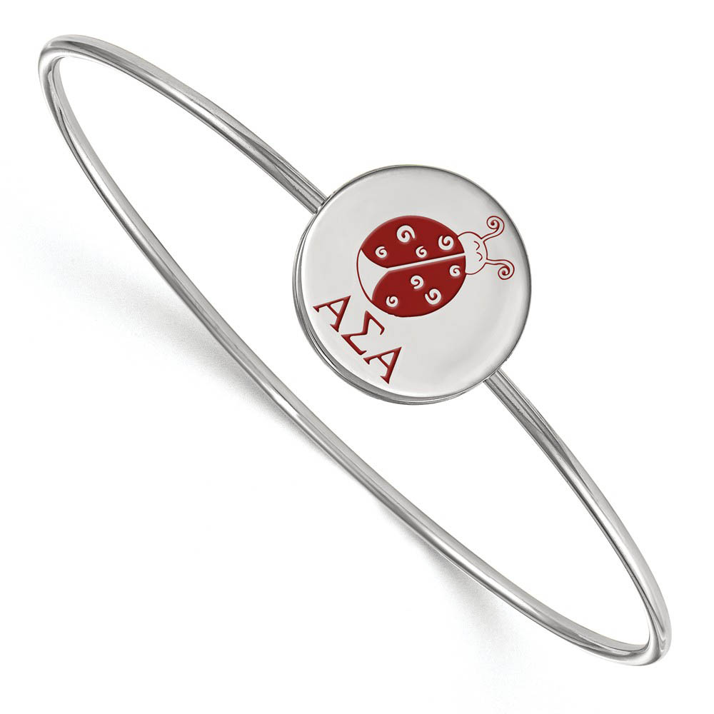 Sterling Silver Alpha Sigma Alpha Enamel Ladybug Bangle - in