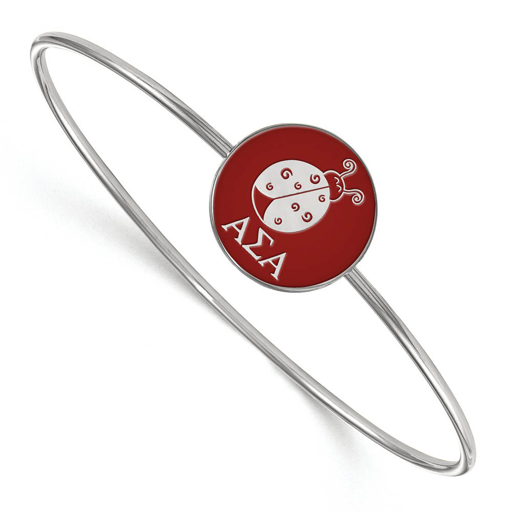 Sterling Silver Alpha Sigma Alpha Red Enamel Ladybug Bangle - in