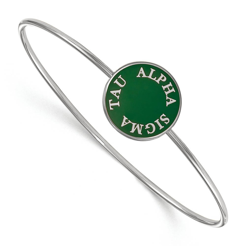Sterling Silver Alpha Sigma Tau Enamel Bangle - in