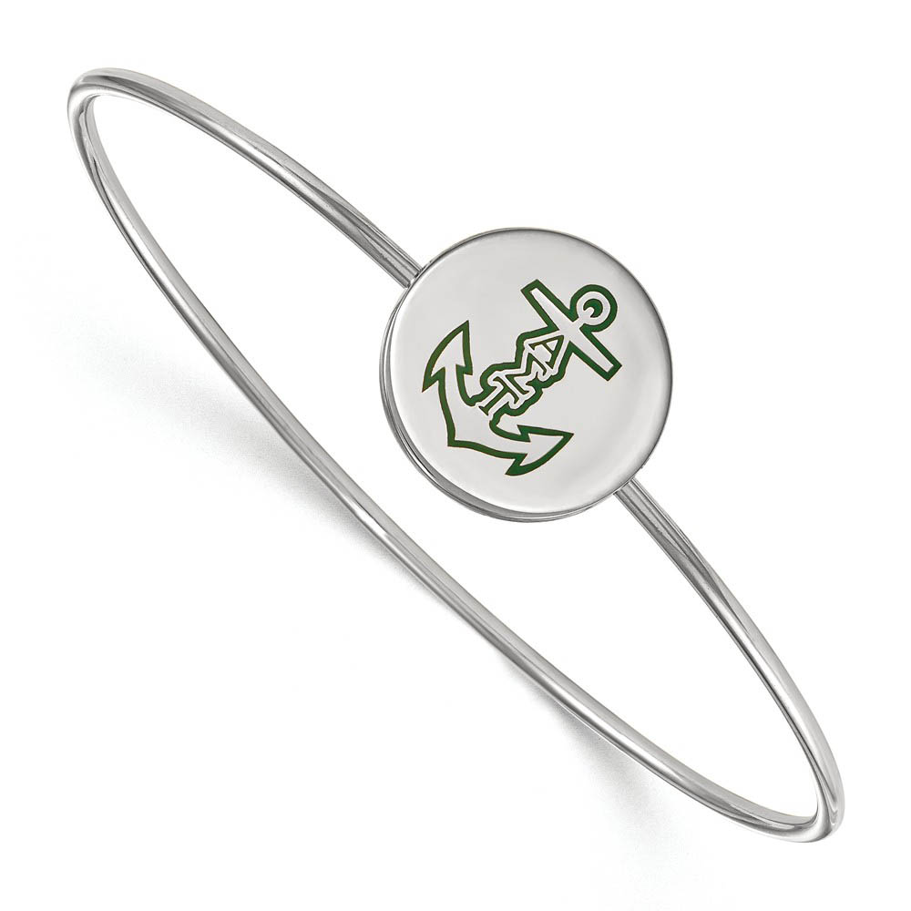 Sterling Silver Alpha Sigma Tau Enamel Anchor Bangle - in