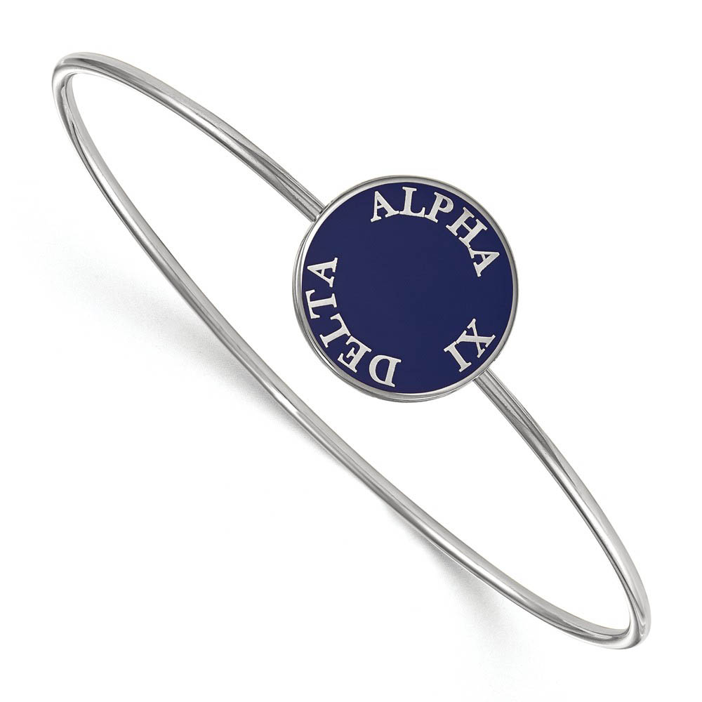 Sterling Silver Alpha Xi Delta Blue Enamel Bangle - in