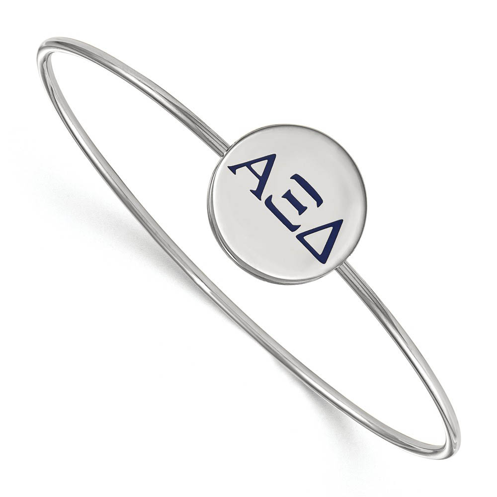 Sterling Silver Alpha Xi Delta Enamel Greek Letters Bangle - in