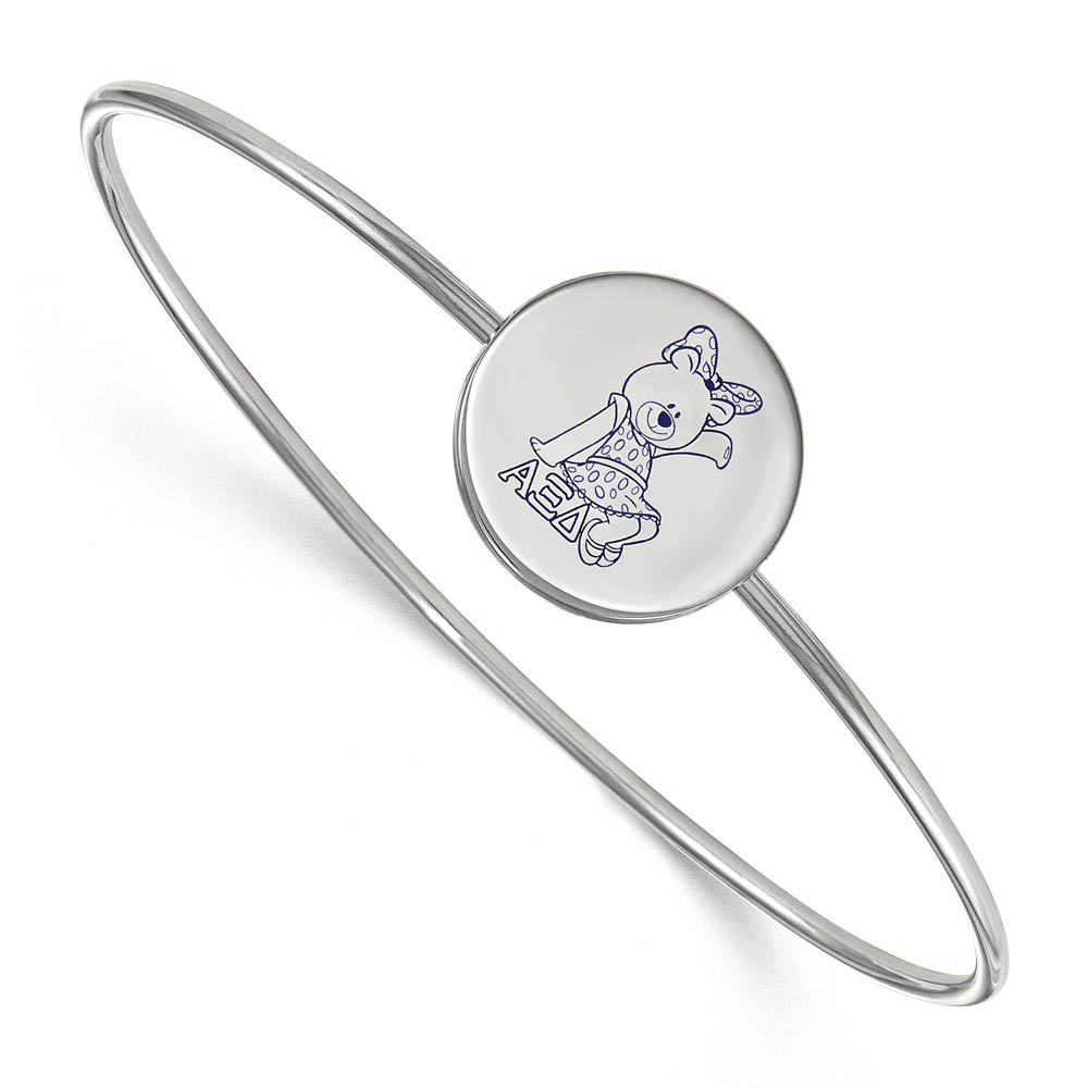 Sterling Silver Alpha Xi Delta Enamel Bear Bangle - in