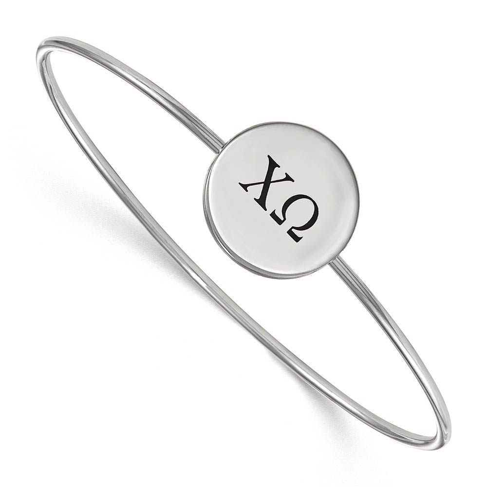 Sterling Silver Chi Omega Enamel Greek Letters Bangle - in