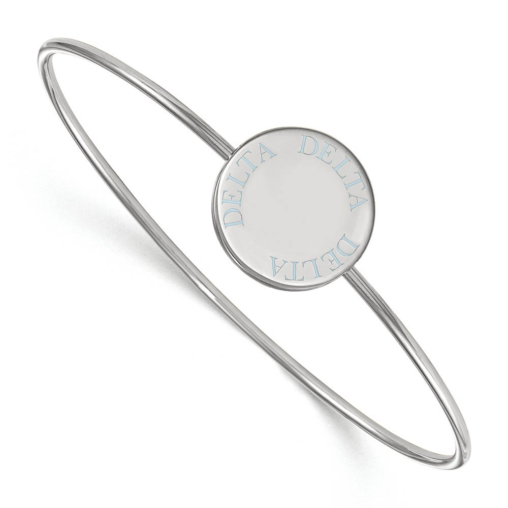 Sterling Silver Delta Delta Delta Blue Enamel Letters Bangle - in