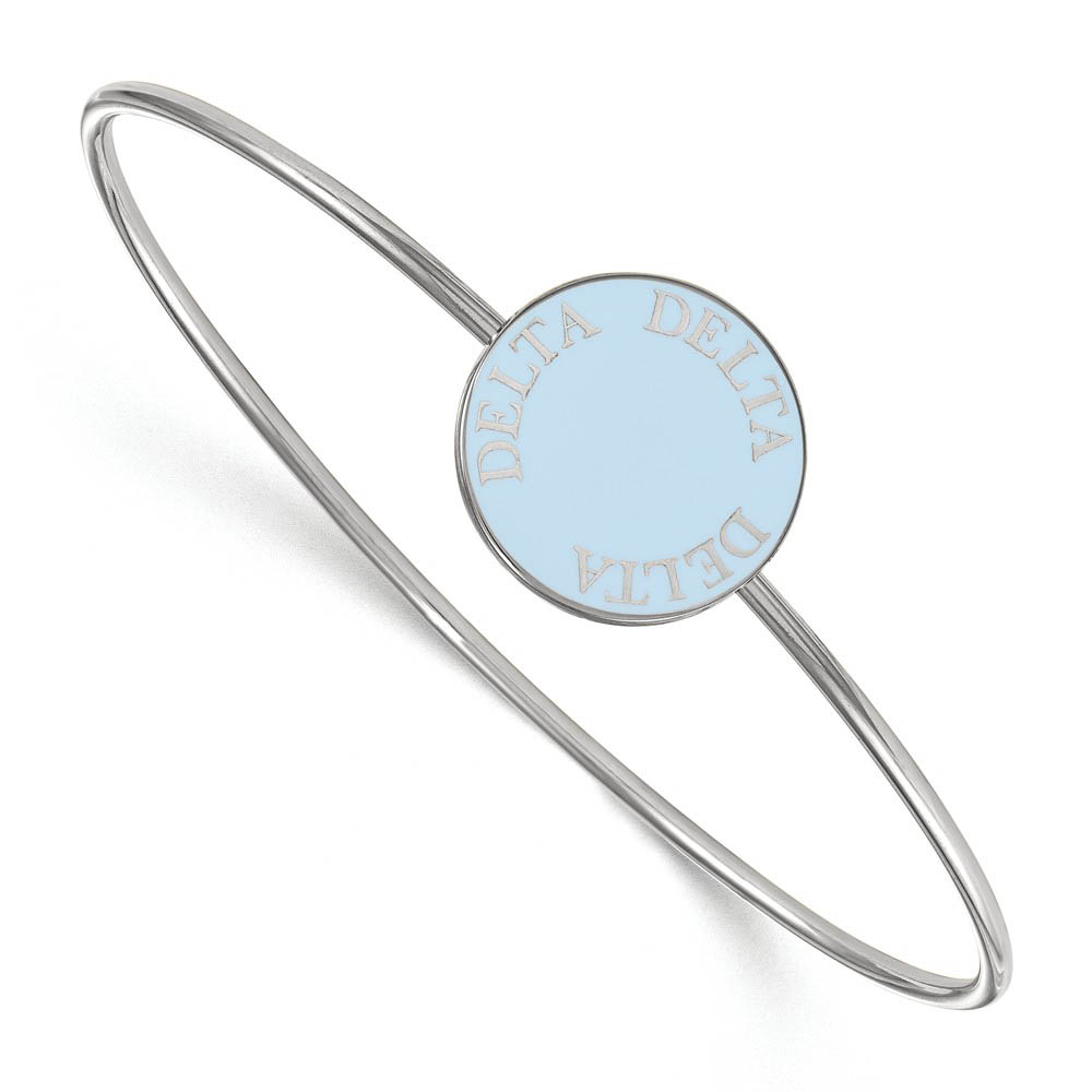 Sterling Silver Delta Delta Delta Enamel Disc Bangle - in