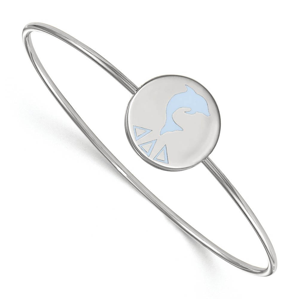 Sterling Silver Delta Delta Delta Blue Enamel Dolphin Bangle - in