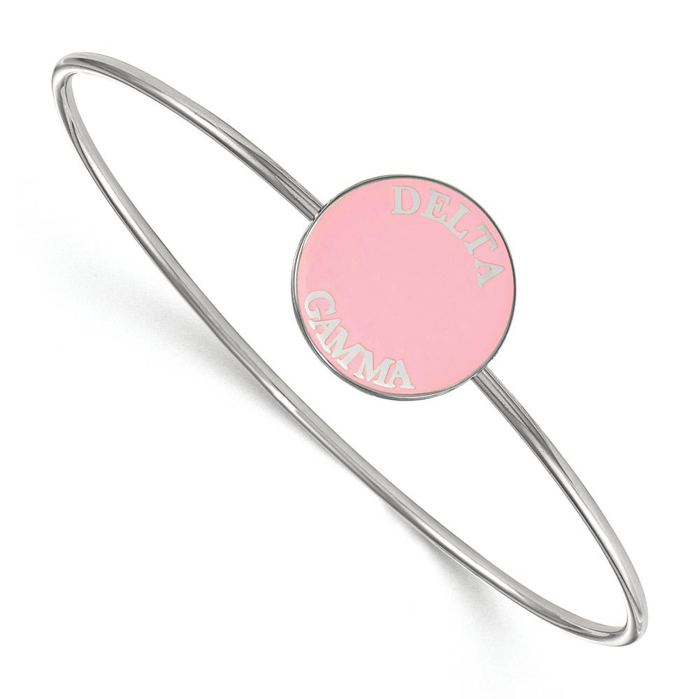 Sterling Silver Delta Gamma Enamel Disc Bangle - in